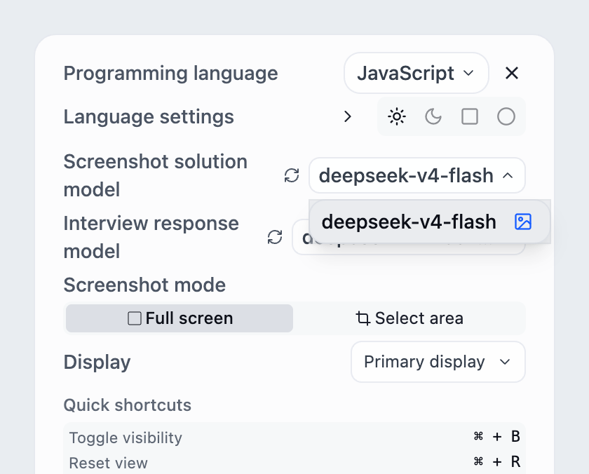 Choose a solution model; screenshots determine the question type