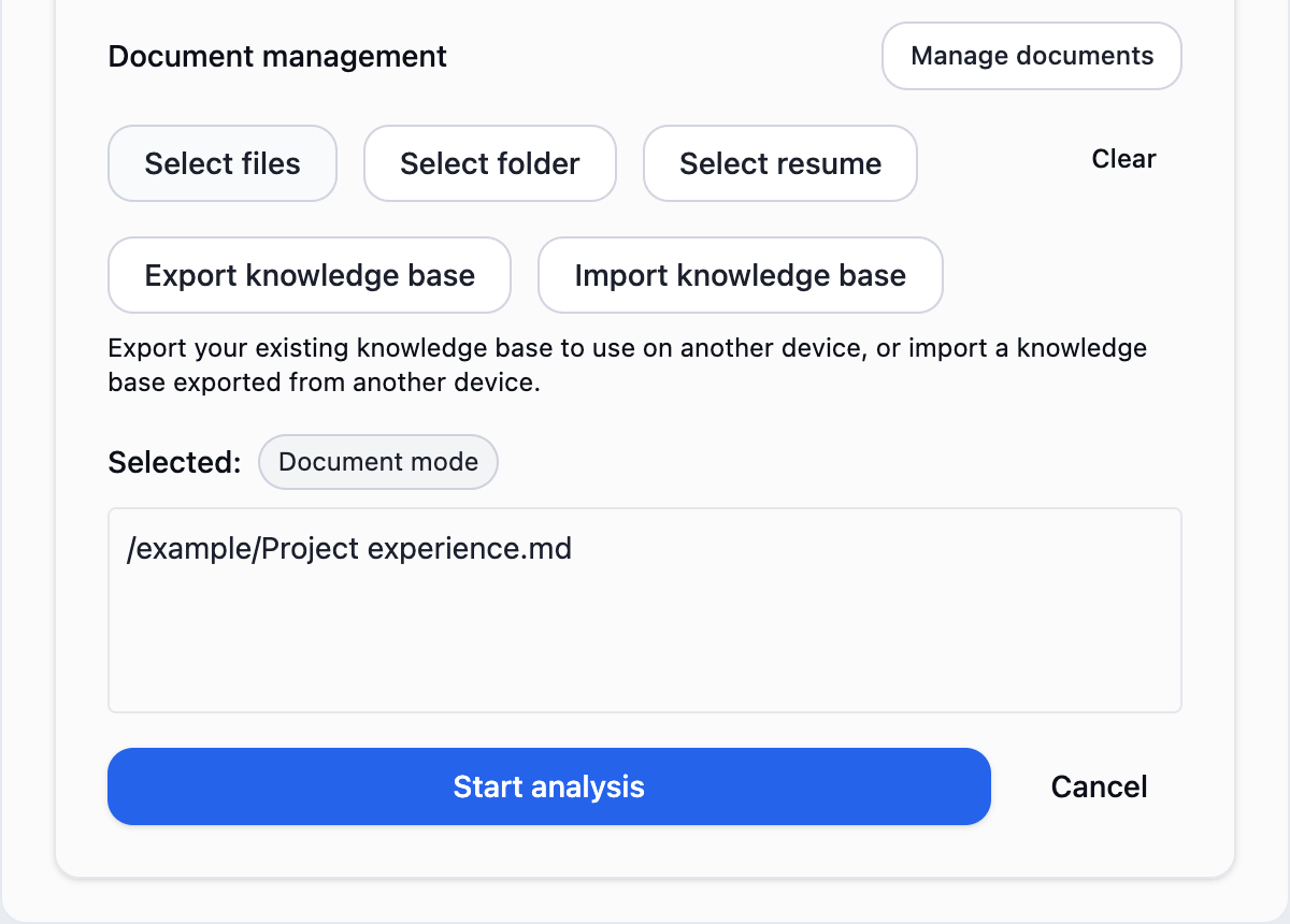 Check the selected file, then click Start analysis