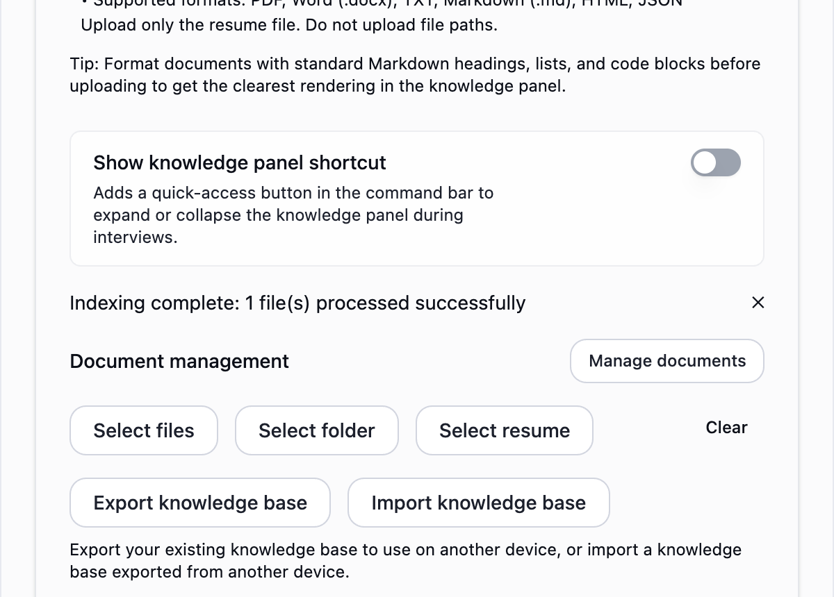 Confirm indexing, then add a resume